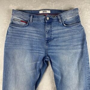 Tommy Hilfiger Jeans Mens 34x32 Blue Relaxed Tapered Faded Stretch Denim
